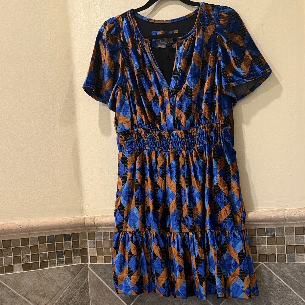 Anthropologie the Somerset Mini velvet Dress Boho dress short sleeve dress - Picture 8 of 8